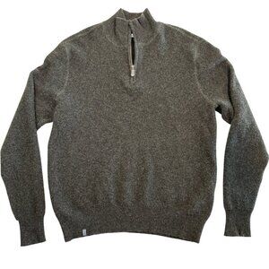QOR 100% Cashmere 1/4 Zip Gray Thermal Sweater Large